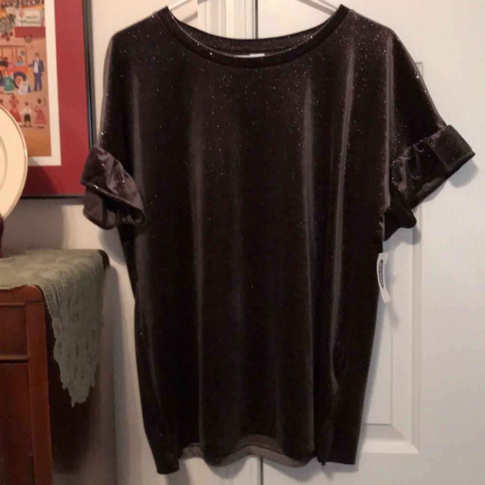 Old Navy Velvet Glitter Ruffle Sleeves Top